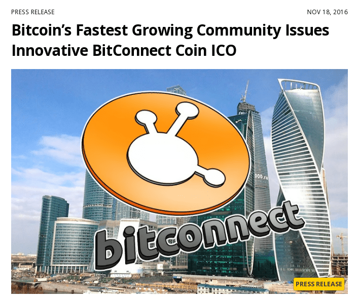 BitConnect Announces Its ICO Source: cointelegraph.com