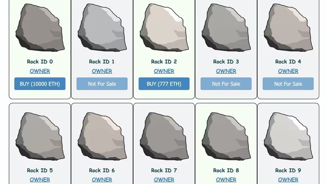 NFT EtherRock. Джерело: etherrock.com
