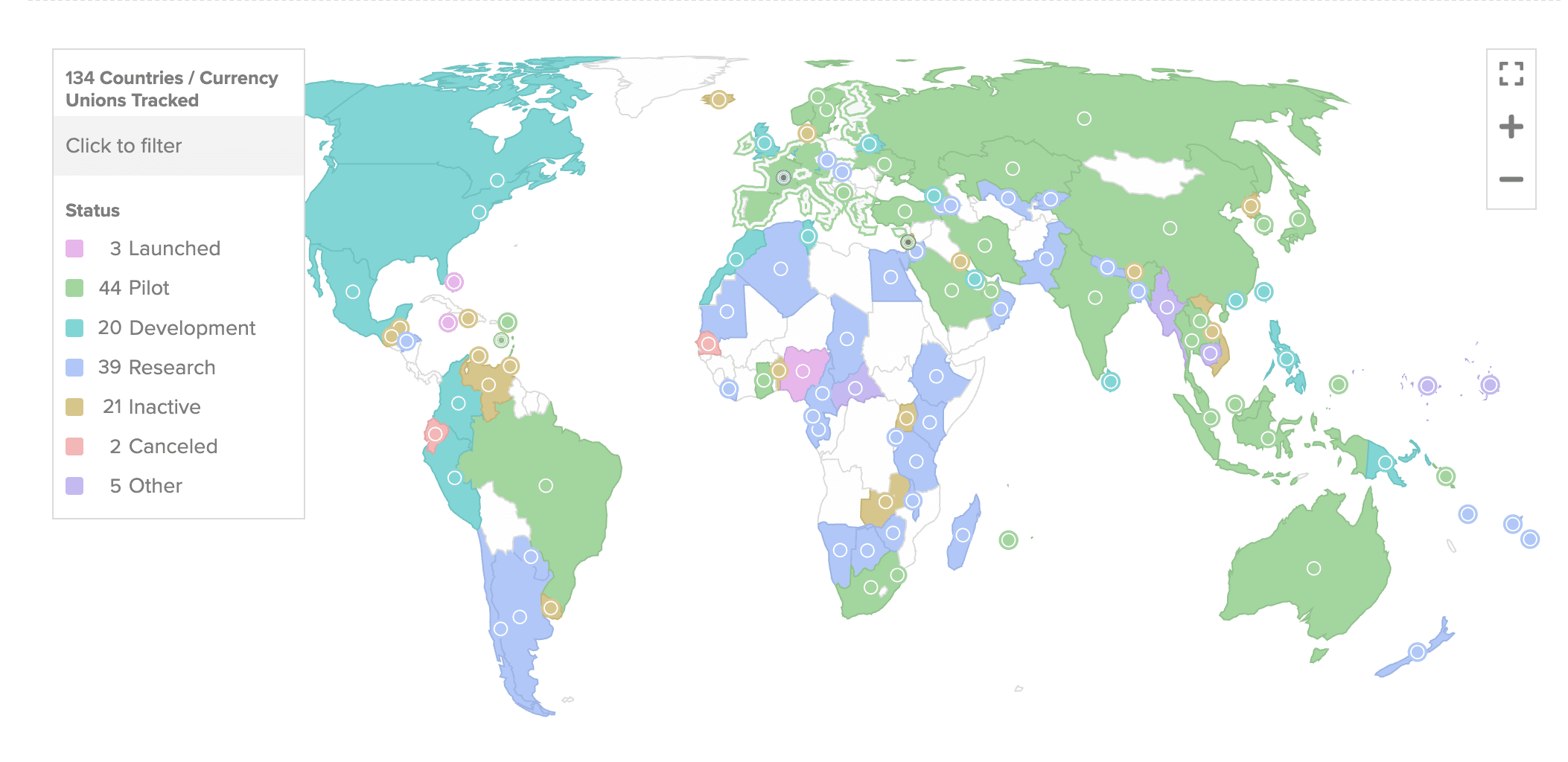 Global CBDC Progress Report. Source: Atlantic Council