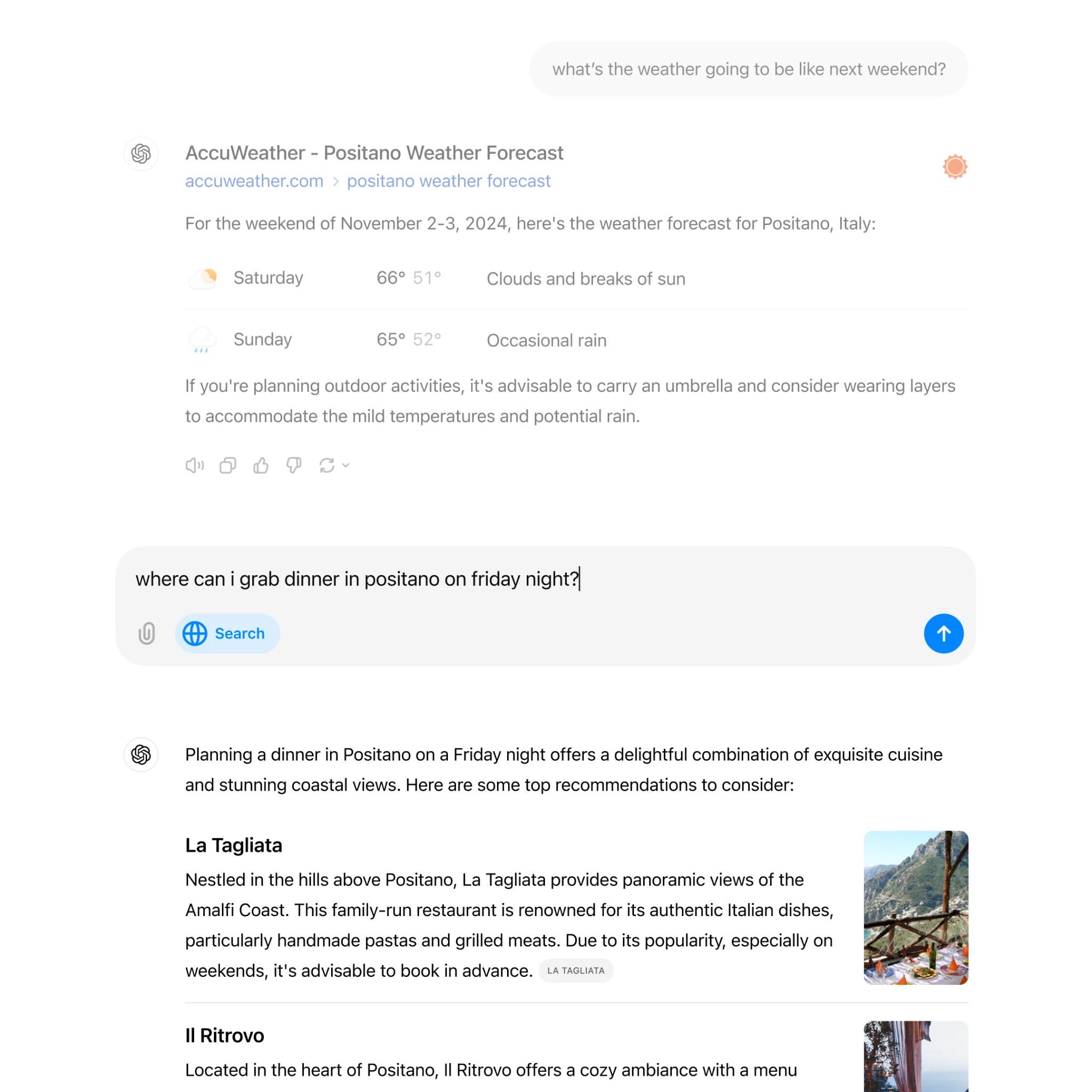 Реалізований інтерфейс пошуку. Джерело: openai.com