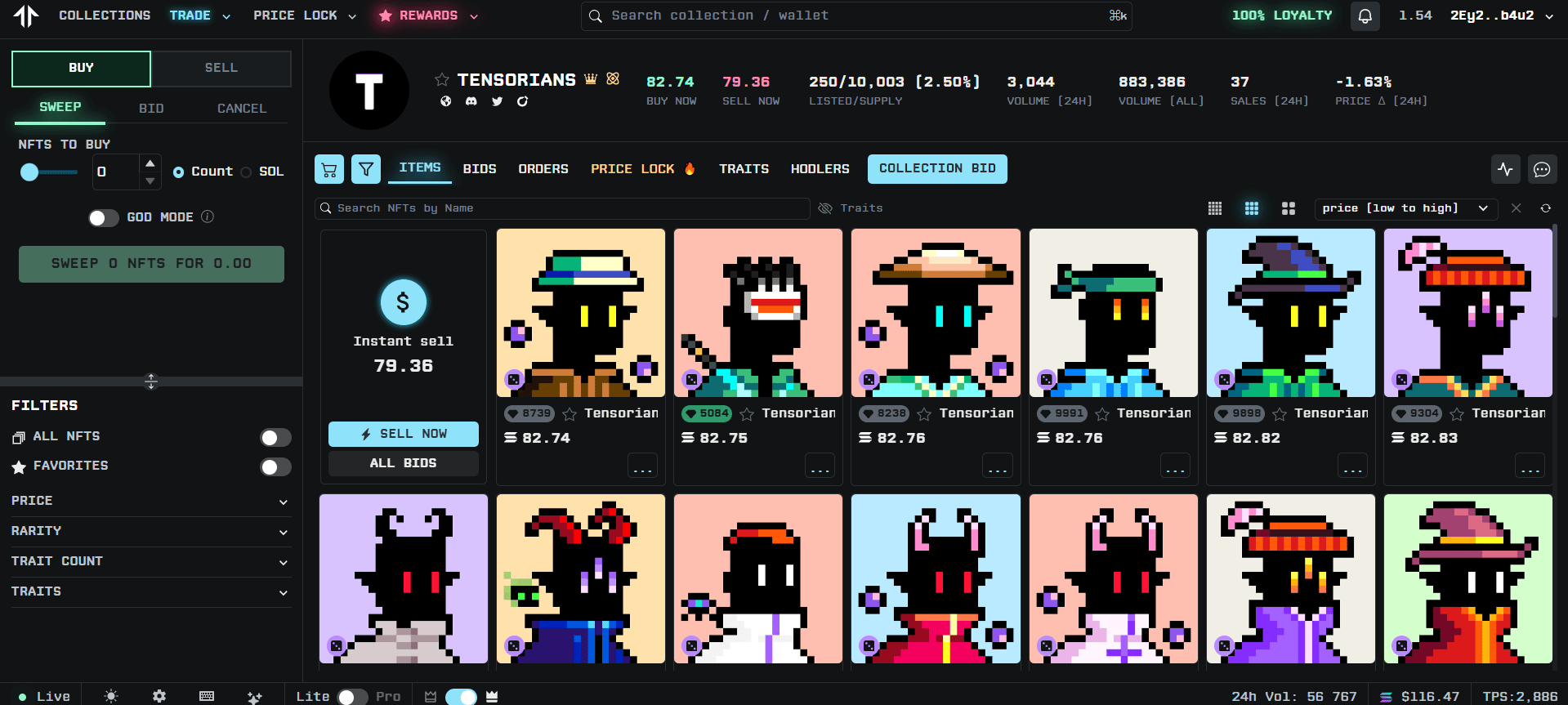 The Tensorians NFT collection by Tensor. Source: tensor.trade
