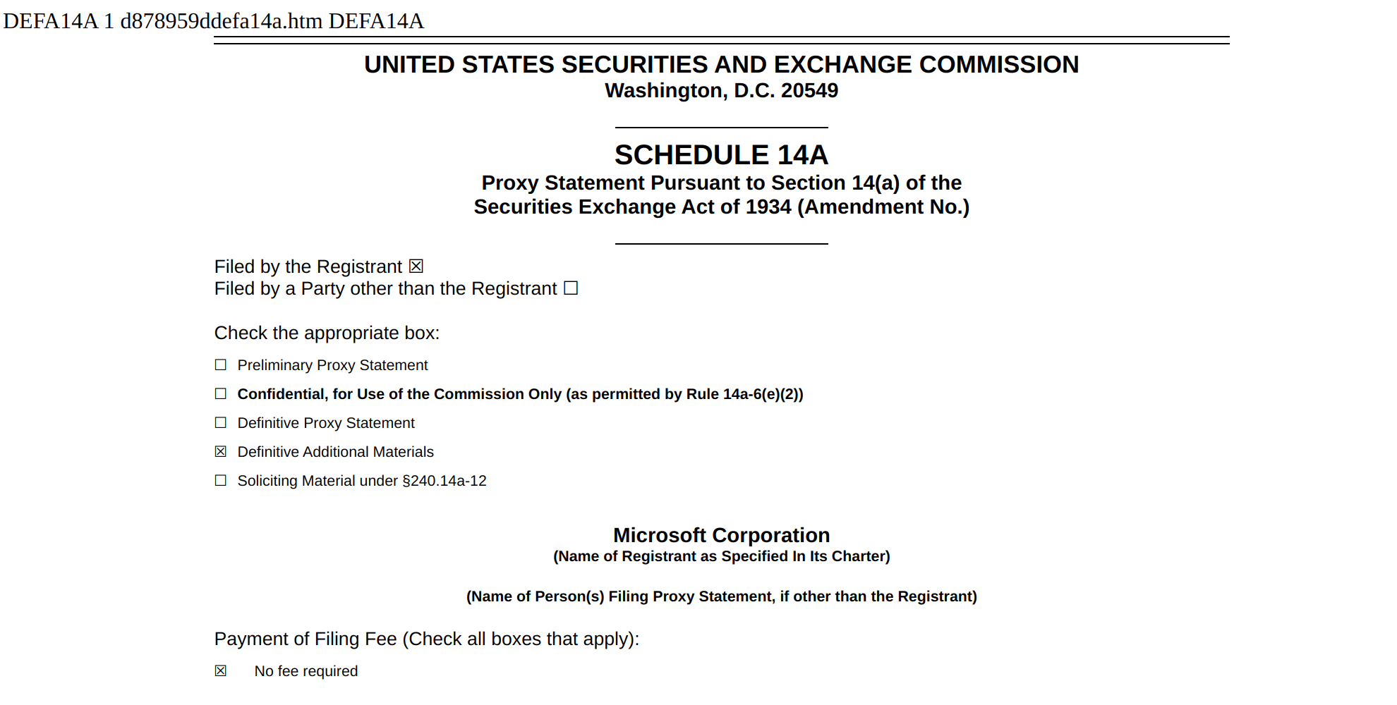 Microsoft’s SEC Filing. Source: SEC Website