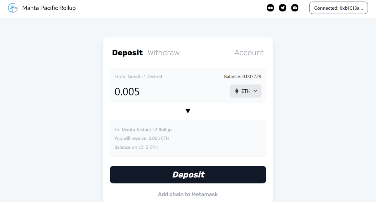 Робочий інтерфейс тестової платформи Manta  Джерело pacific-bridge.manta.network