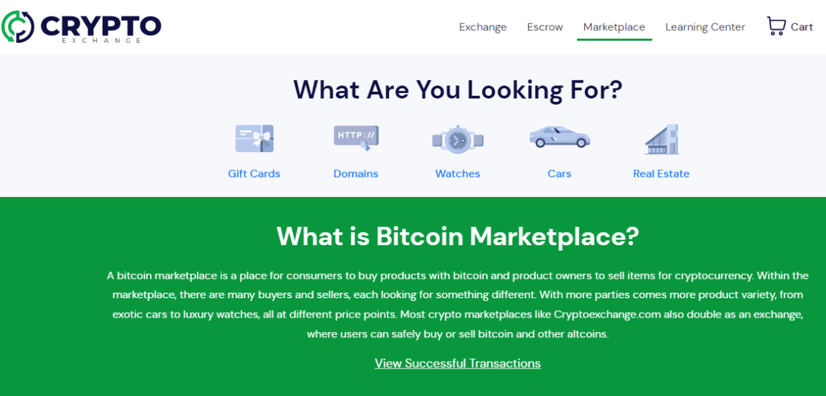 The Cryptoexchange.com marketplace
