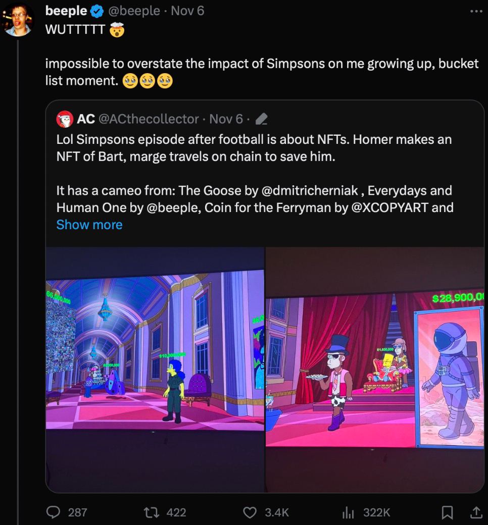 Beeple’s tweet. Source: X (Twitter)