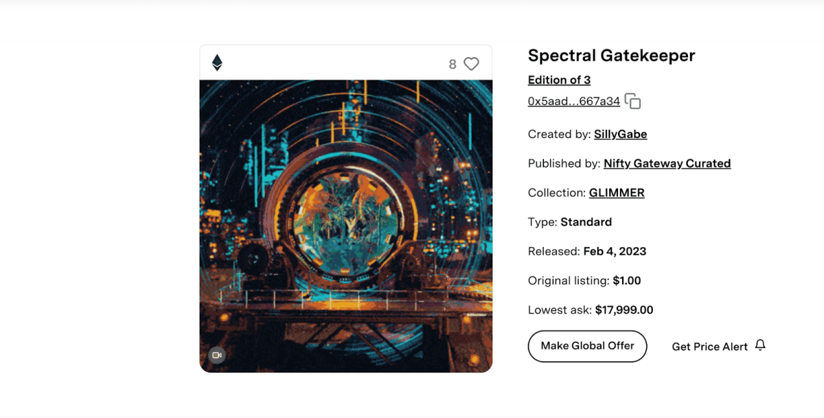 NFTs on the platform are curated and published by experts. Source: Nifty Gateway