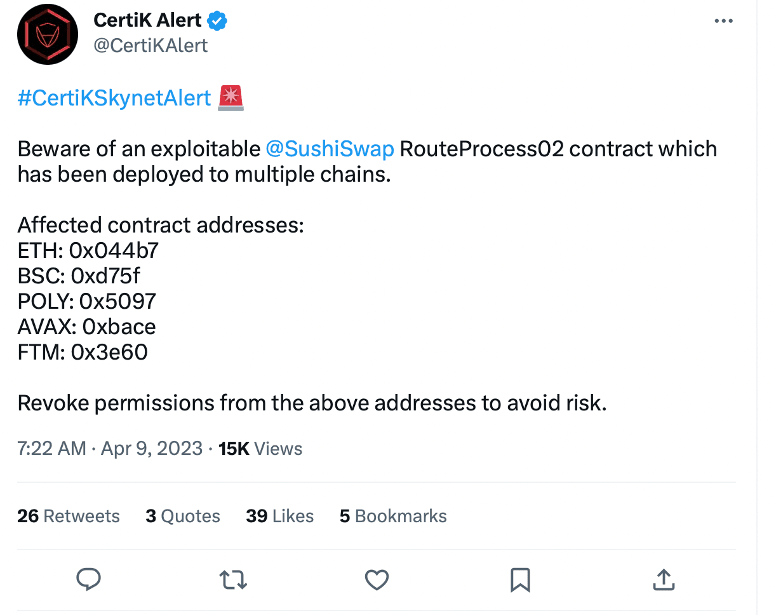 Джерело: твітер CertiKAlert Twitter