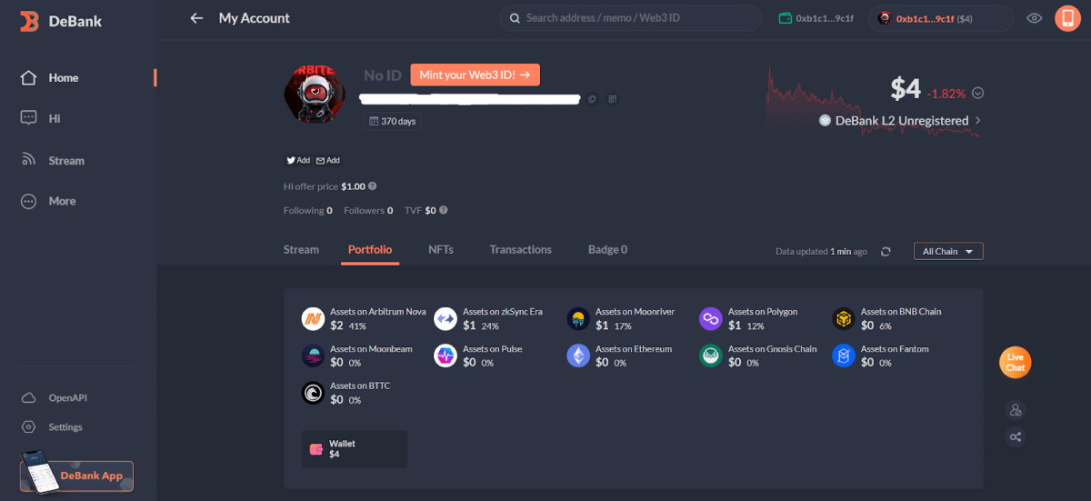 Главная страница DeBank (https://debank.com/)