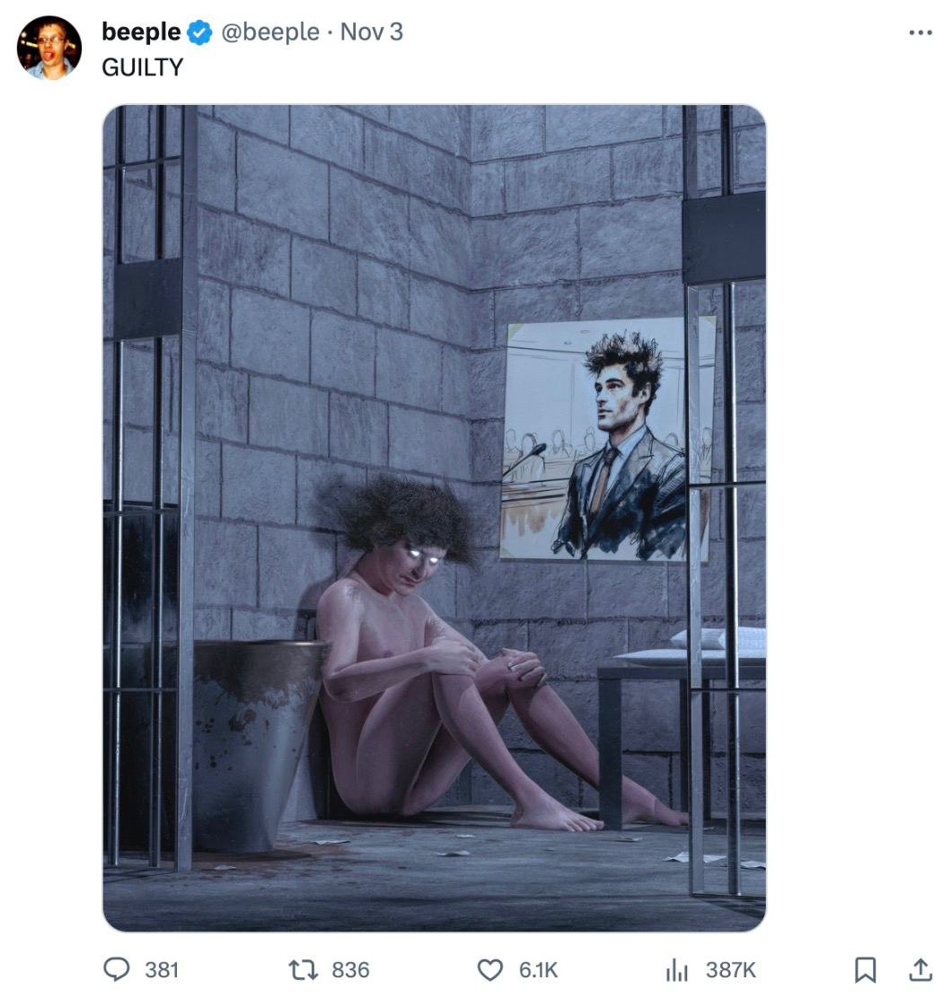  Пост від Beeple. Джерело: X (Twitter)