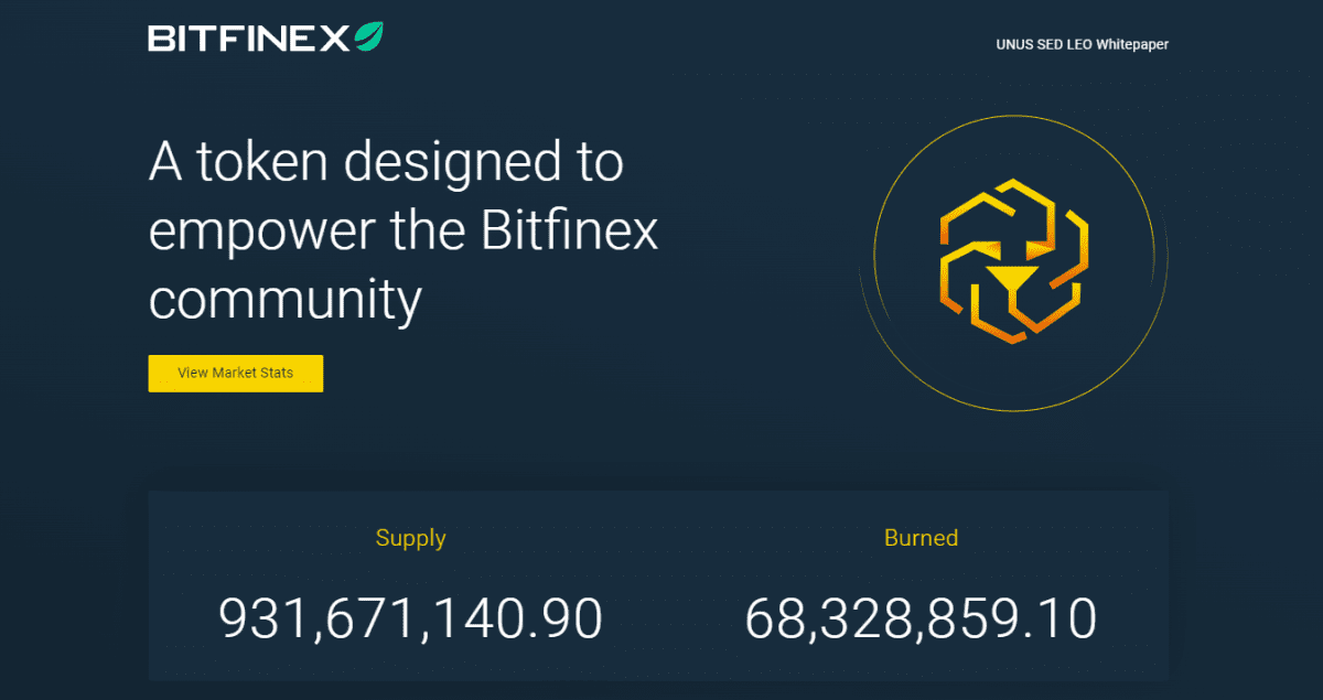 Раздел токена Unus Sed Leo на сайте криптобиржи Bitfinex