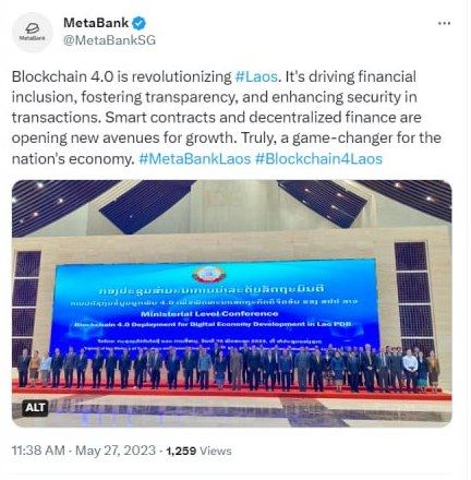 MetaBank – партнер Министерства технологии Лаоса Источник: Twitter