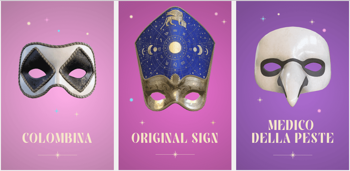 The specially designed mask "Original Sign" (in the center)