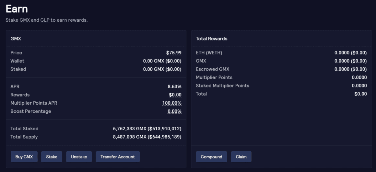 GMX Staking Program Source: app.gmx.io