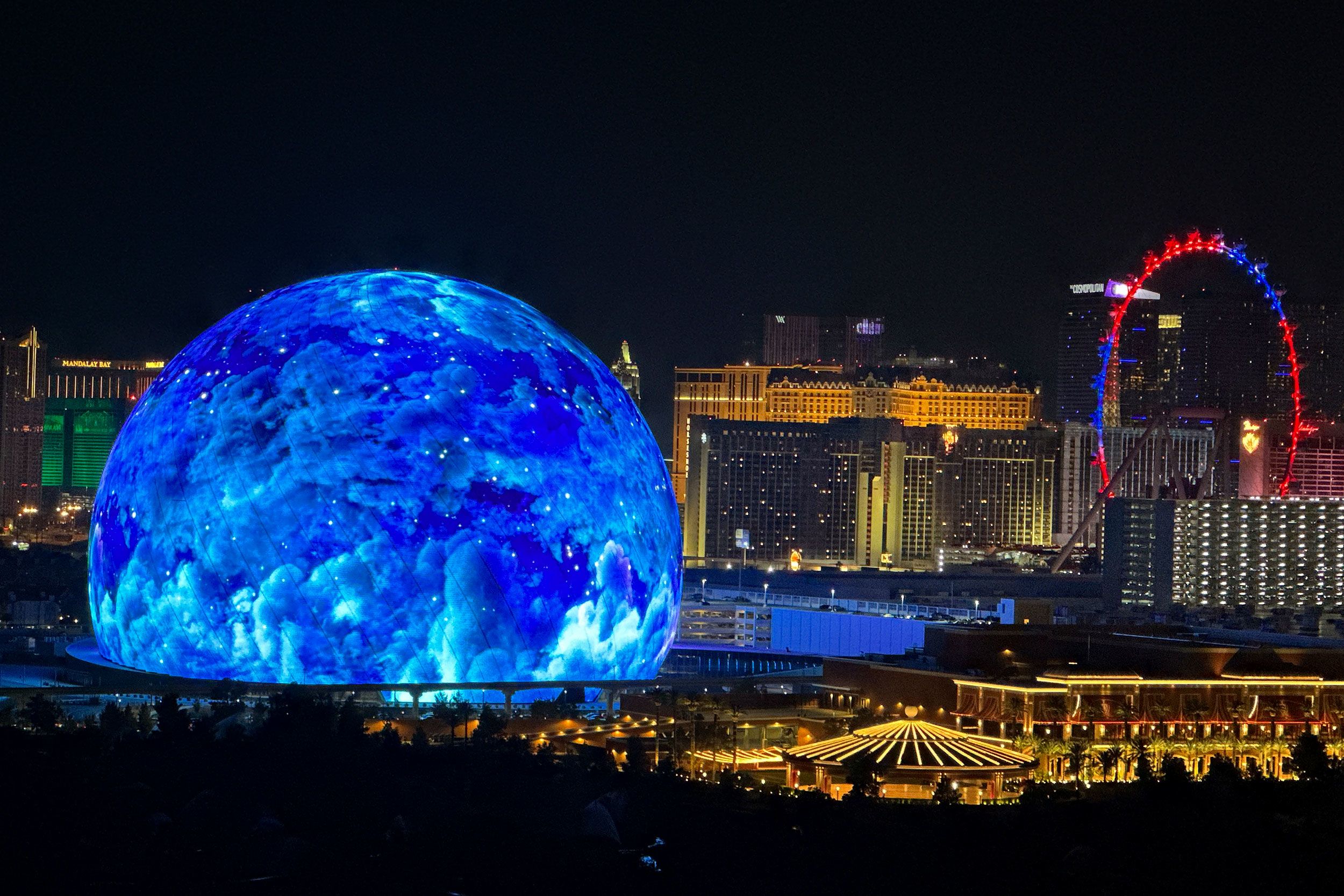 The Las Vegas Sphere illuminates the Sin City skyline. Source: cnn.com