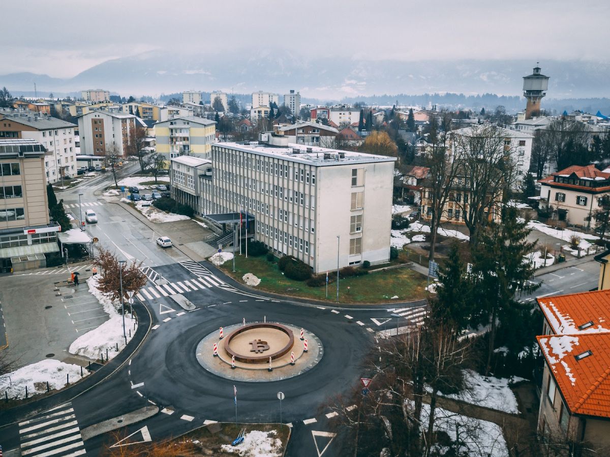 Памятник биткоину в Словении. Источник — Andrej Trcek.