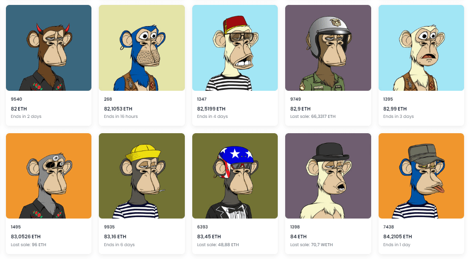 NFT collection Bored Ape Yacht Club at OpenSea Marketplace