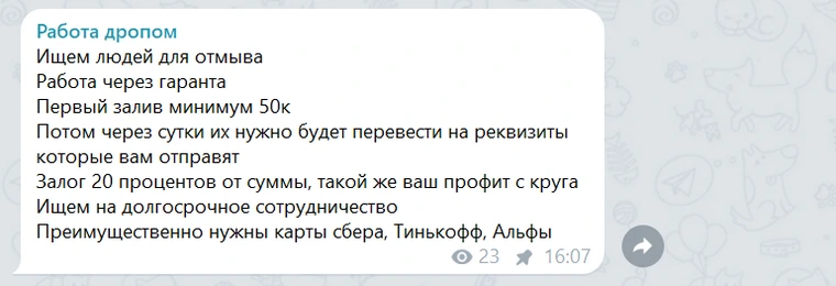Некоторые говорят о необходимых “требованиях” прямо. Источник: telegram.org
