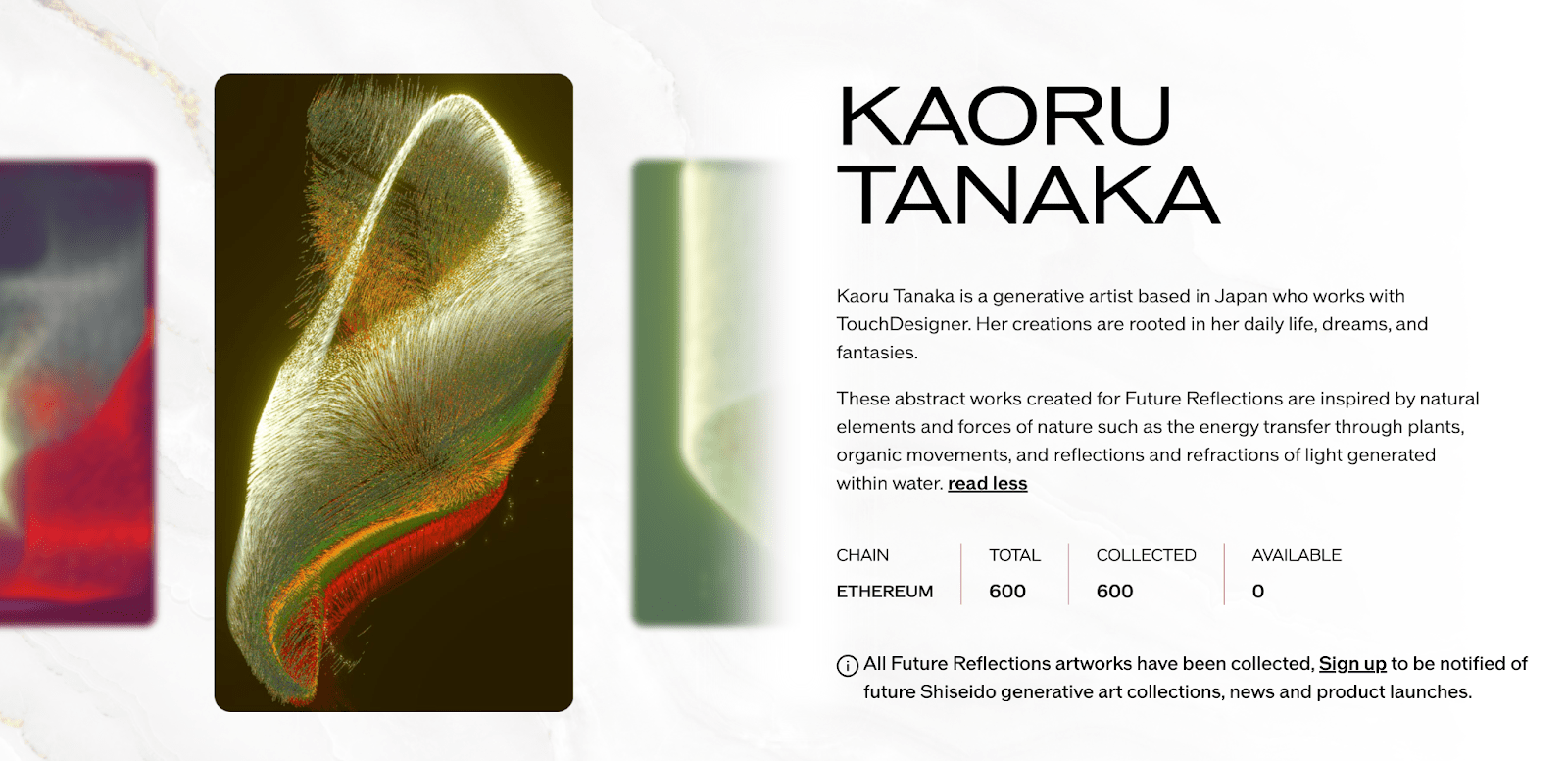 Kaoru Tanaka’s dreamy touch. Source: shiseidofuturereflections.com