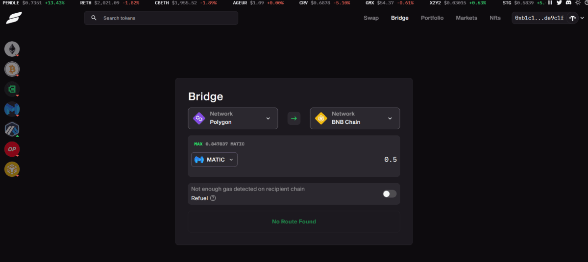 Кросчейн-міст Slingshot (app.slingshot.finance)