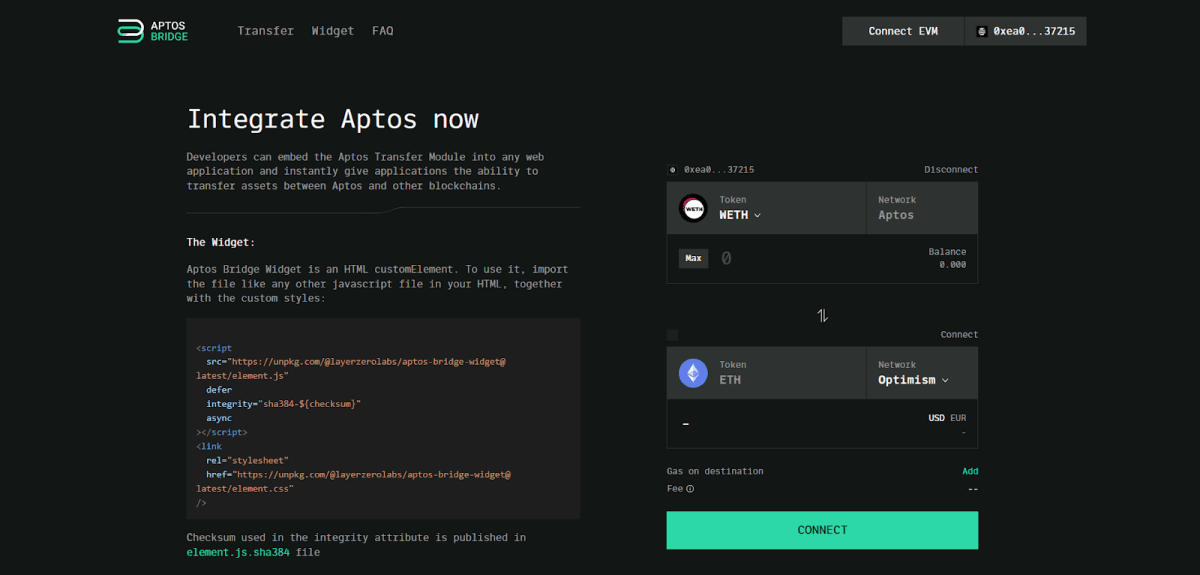 Token exchange via the cross-chain Aptos Bridge