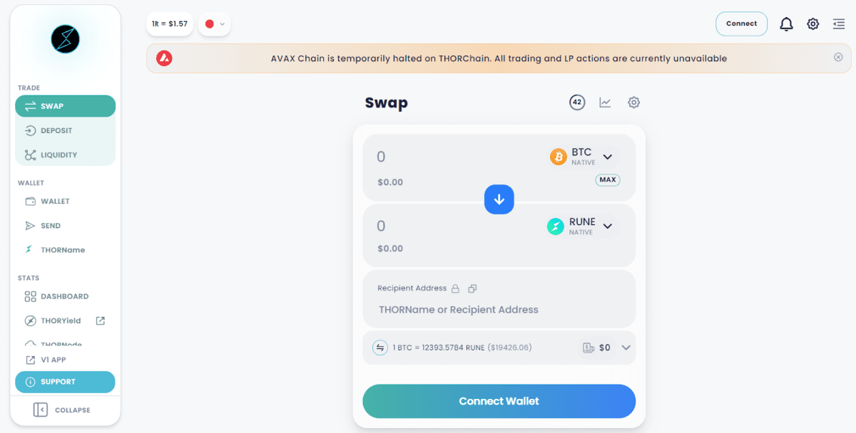  THORChain–ის სამუშაო ტერმინალი