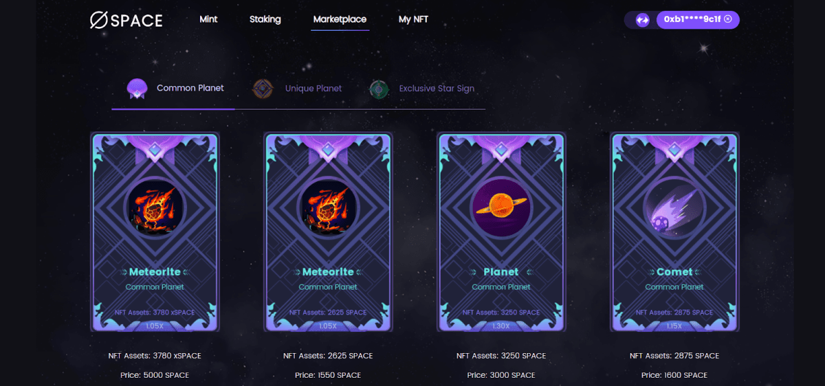 The Spase NFT marketplace on zkSync (app.spacefi.io)