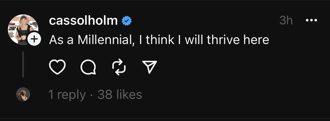 Cassolholm’s thread. Source: Threads’ app