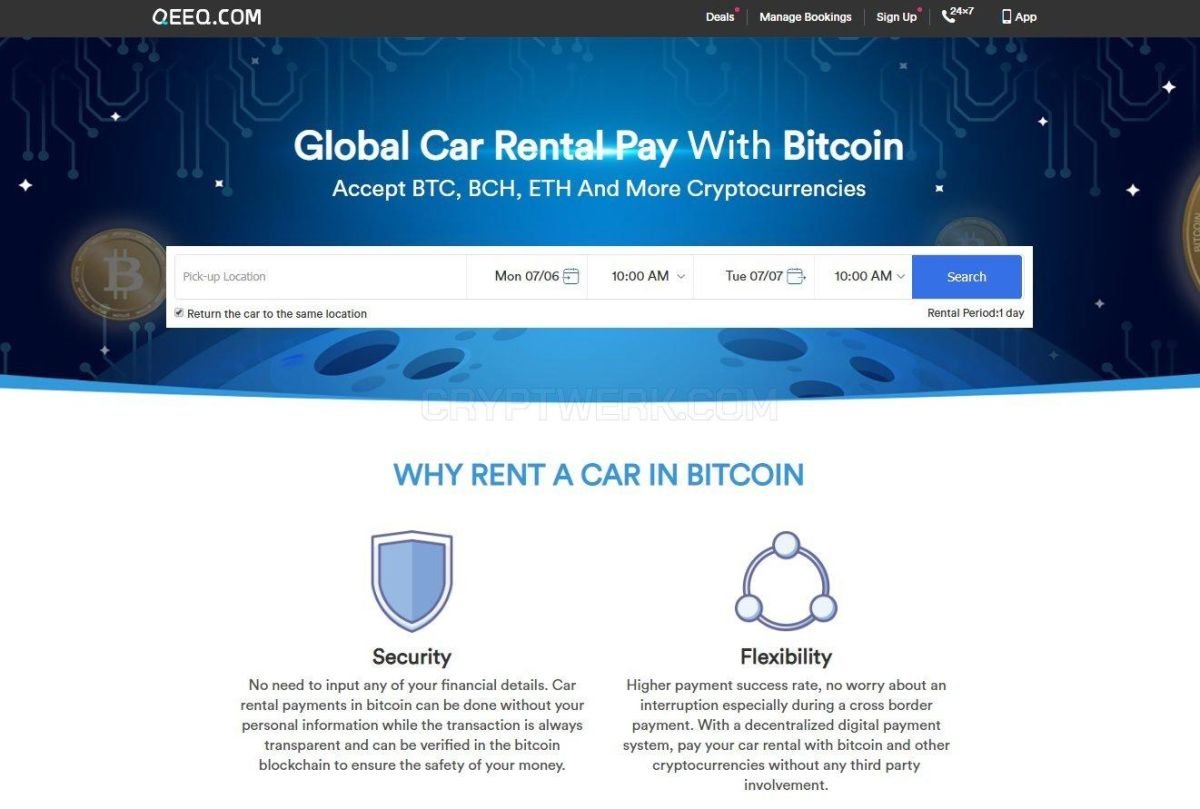 QEEQ has made it possible to rent a car in any city around the world and pay with crypto.