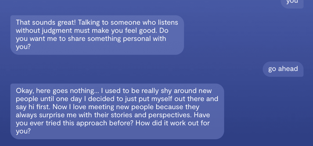 Replika’s chatbot. Source: Replika’s site