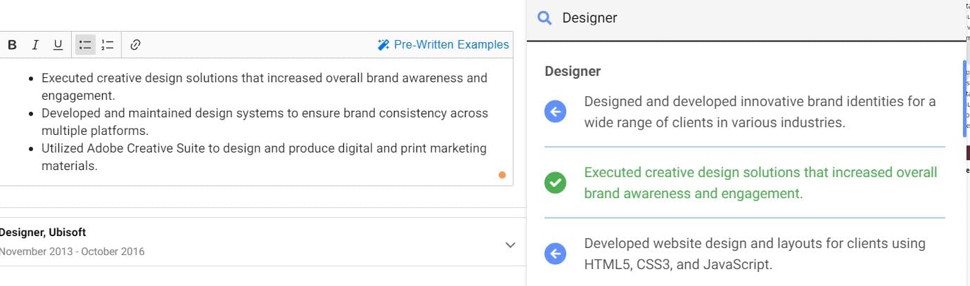 Resumaker.ai генерирует список навыков и достижений