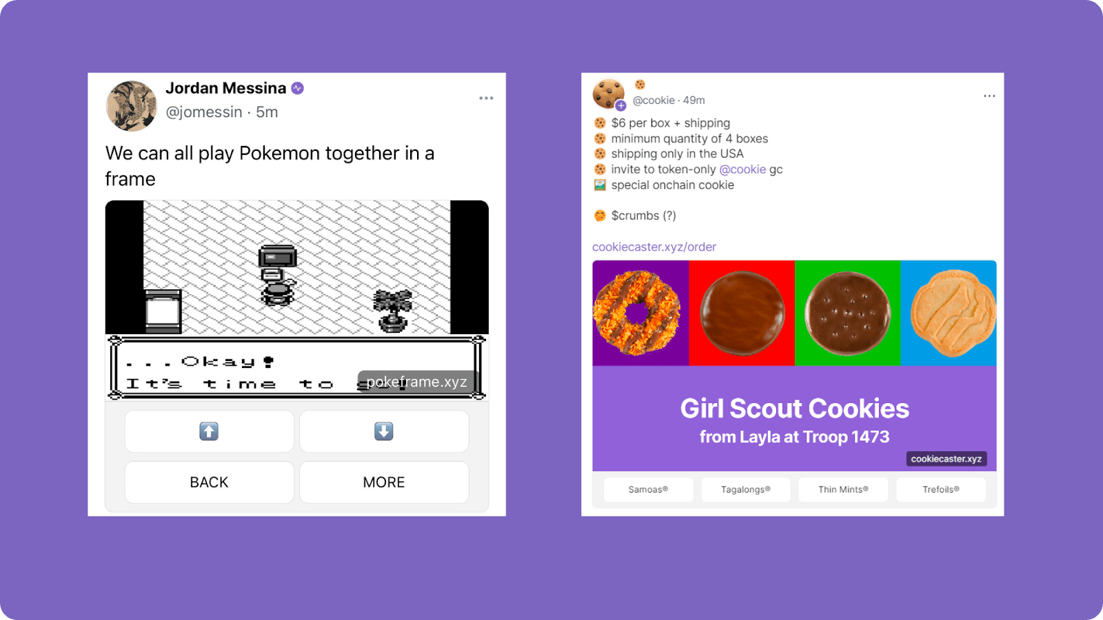 Examples of Frames on Farcaster. Source: substack.com