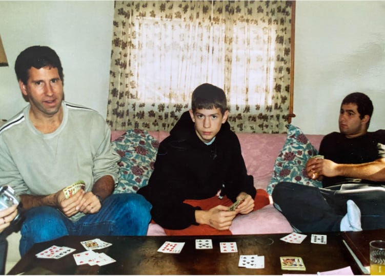 Bryan at age 13 with his father Steve and brother Manie. Source: substack.com