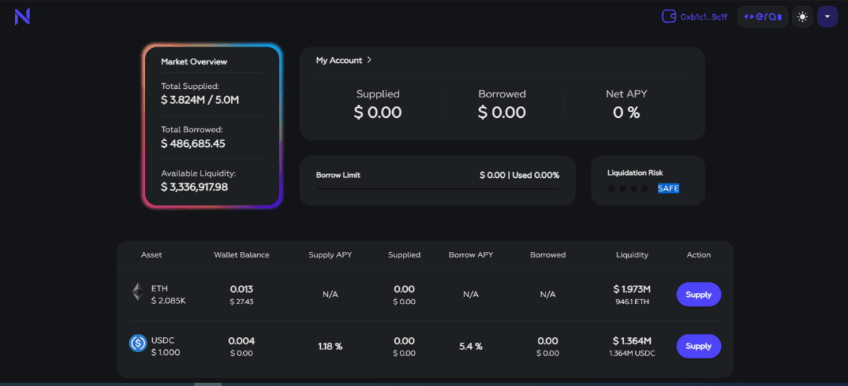 User interface of Nexon Finance (nexon.finance)