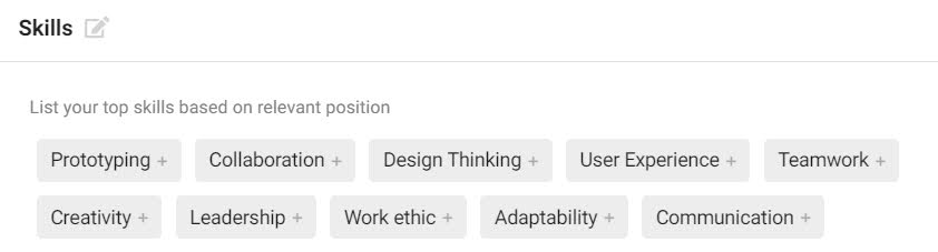 Resumaker.ai генерирует рандомный список дизайнерских скилов