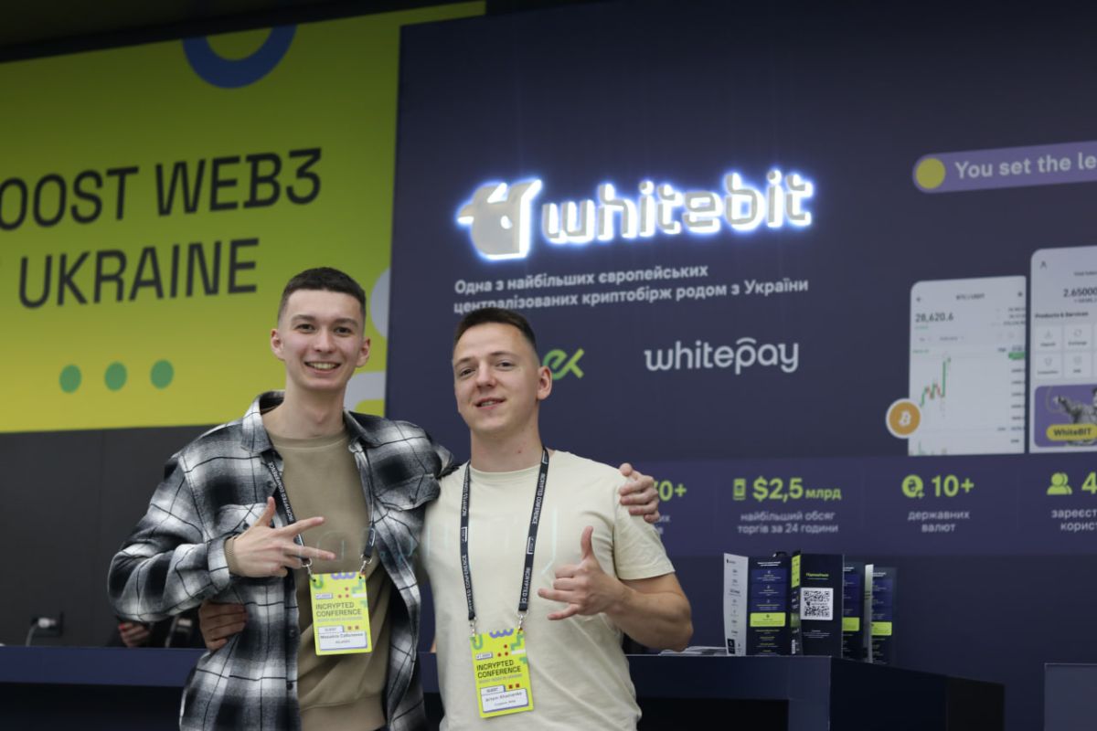 Attendees at the WhiteBIT stand. Photo: GNcrypto