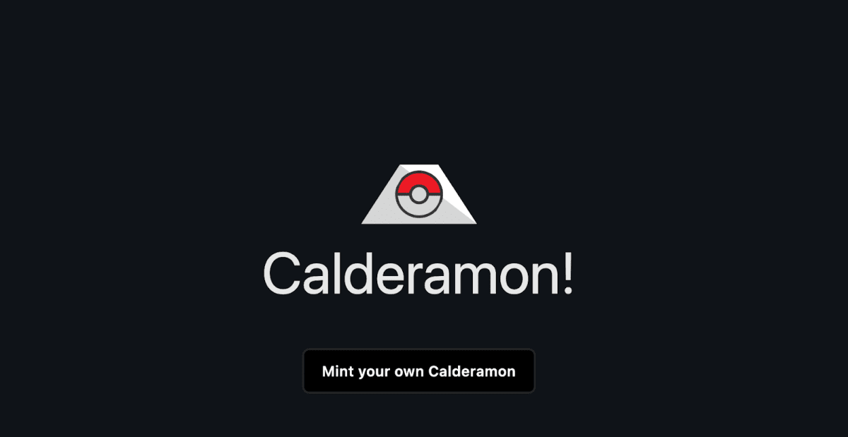 Сторінка, на якій можна змінтити NFT. Джерело: calderamon.caldera.dev
