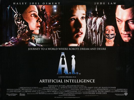 Movie poster for "A.I. Artificial Intelligence". Source: impawards.com