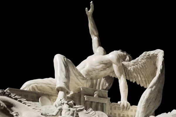 The Fallen Angel. NFT და ტრევორ ჯონსის მიერ შექმნილი ბრინჯაოს ფისის ფიზიკური სკულპტურა წყარო: https://www.trevorjonesart.com