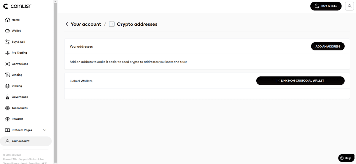 Connecting a wallet in a user