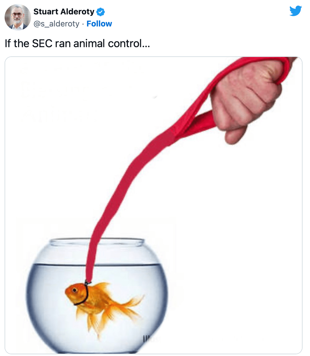Stuart Alderoty’s tweet “If the SEC ran animal control…”. Source: Twitter