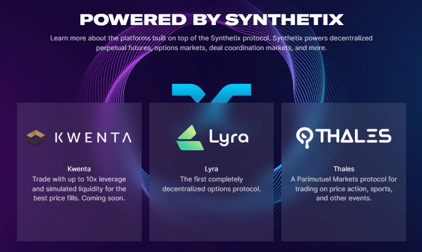 Synthetix protocol leveraged by these platforms Source: synthetix.io