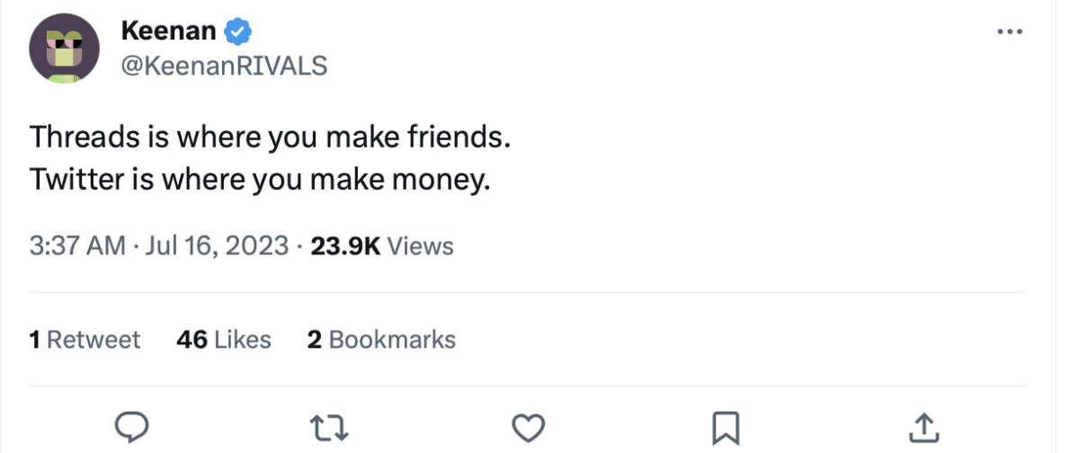 Твіт Keenan. Джерело: Twitter