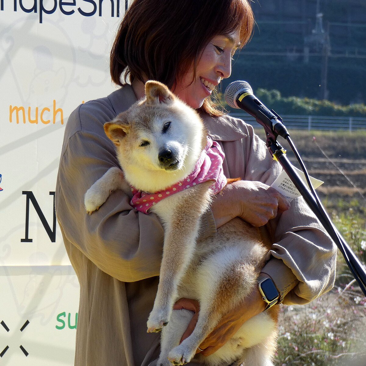 Kabosu and her owner. Source: Instagram