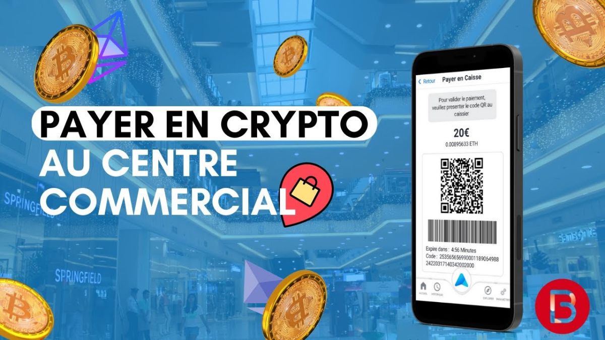 Cryptocurrency payment advertisement in Beaugrenelle Paris shopping center. Source: lyzi.io