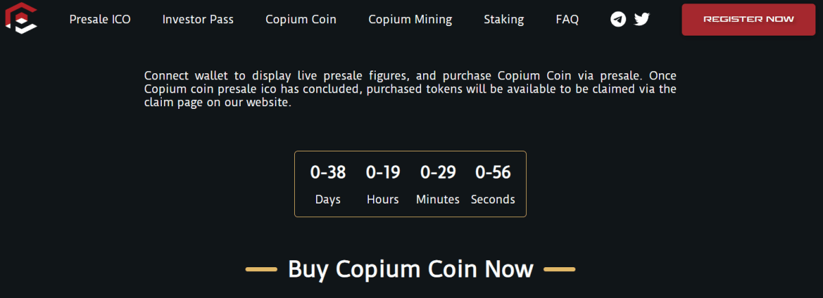 Страница «Presale ICO». Источник — Copium Protocol
