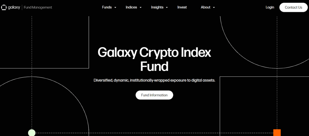 Страница с информацией о Galaxy Crypto Index Fund на сайте Galaxy Fund Management