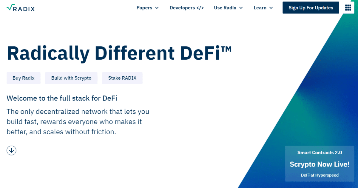 Главная страница сайта Radix