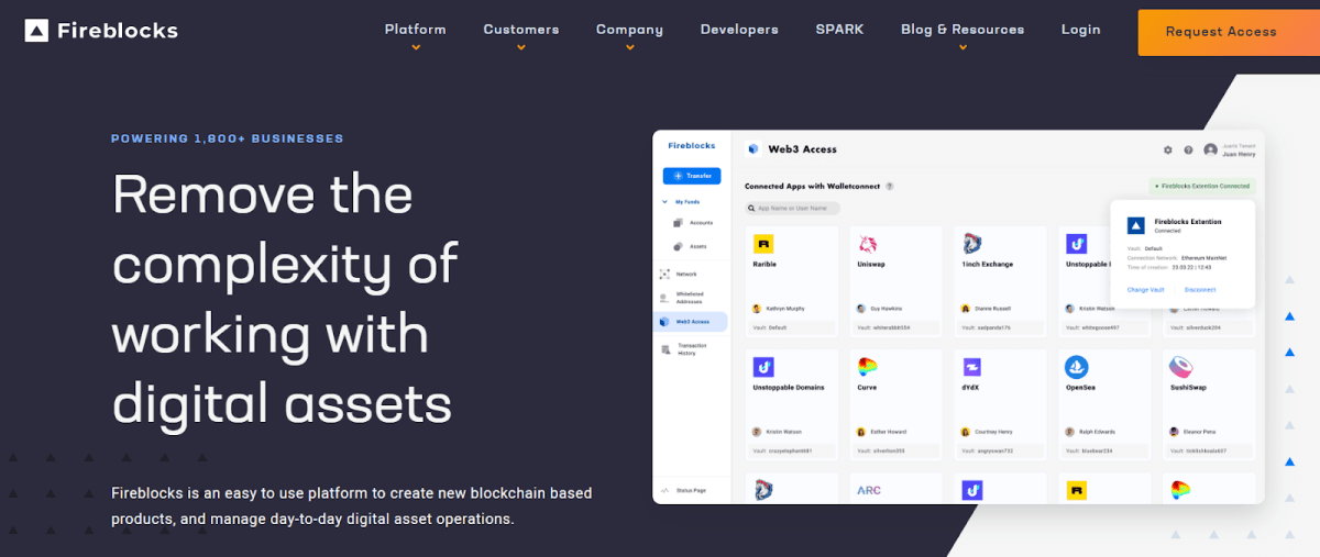Fireblocks homepage, source — fireblocks.com