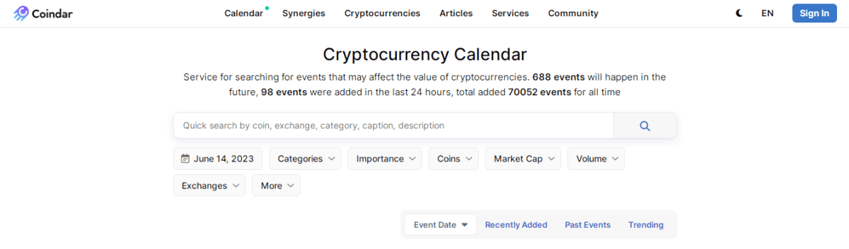 Календарь от Coindar. Источник: coindar.org 