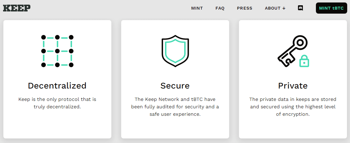 The three main pillars of the Keep Network. Source: keep.network